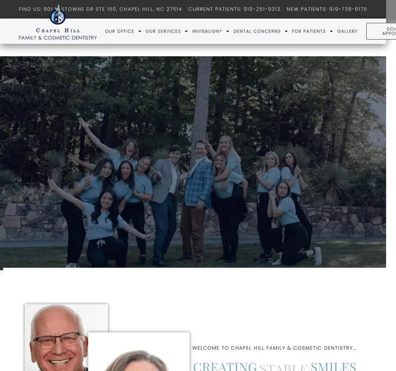 Chapel Hill Family & Cosmetic Dentistry website screenshot