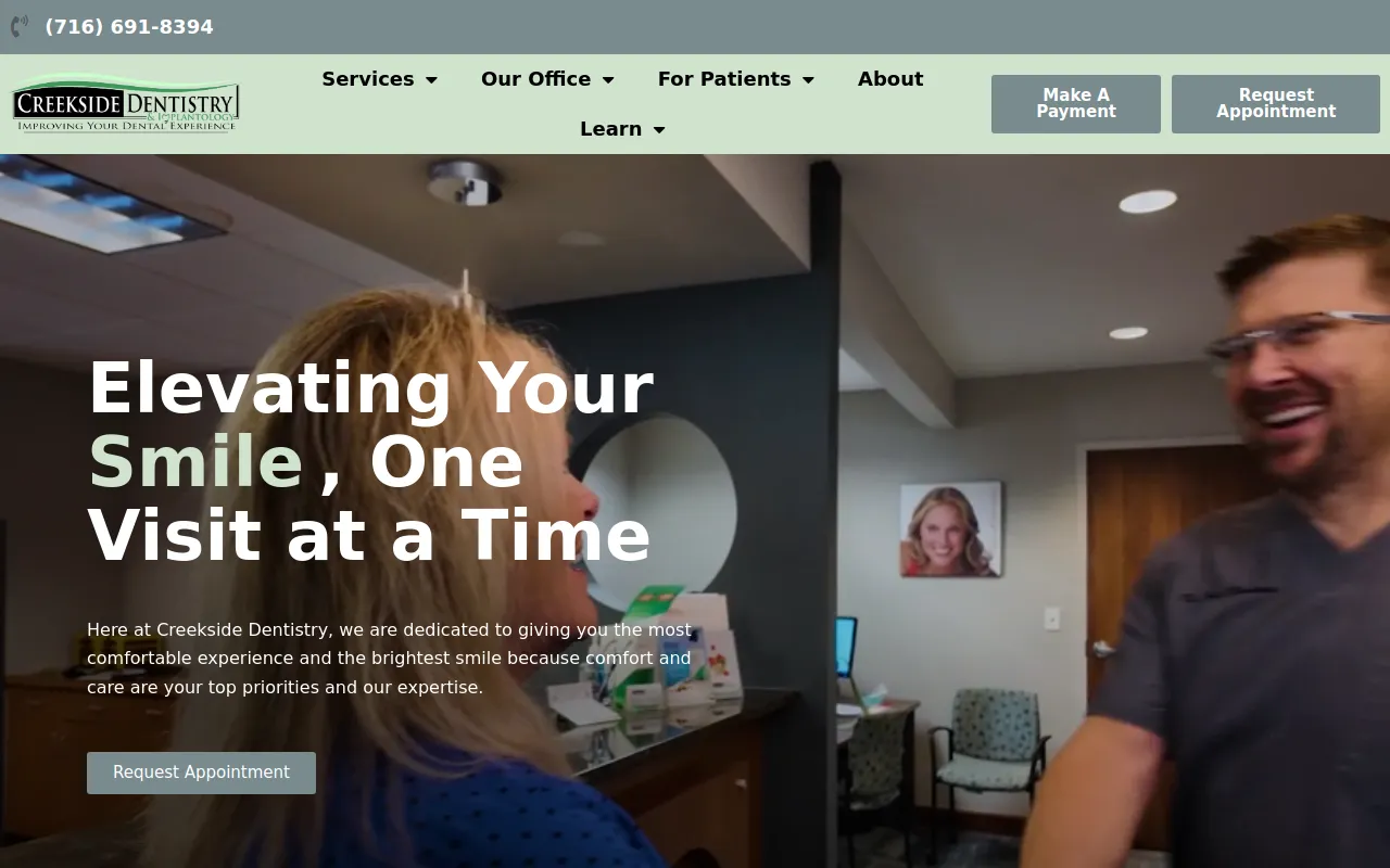 Creekside Dentistry & Implantology website screenshot