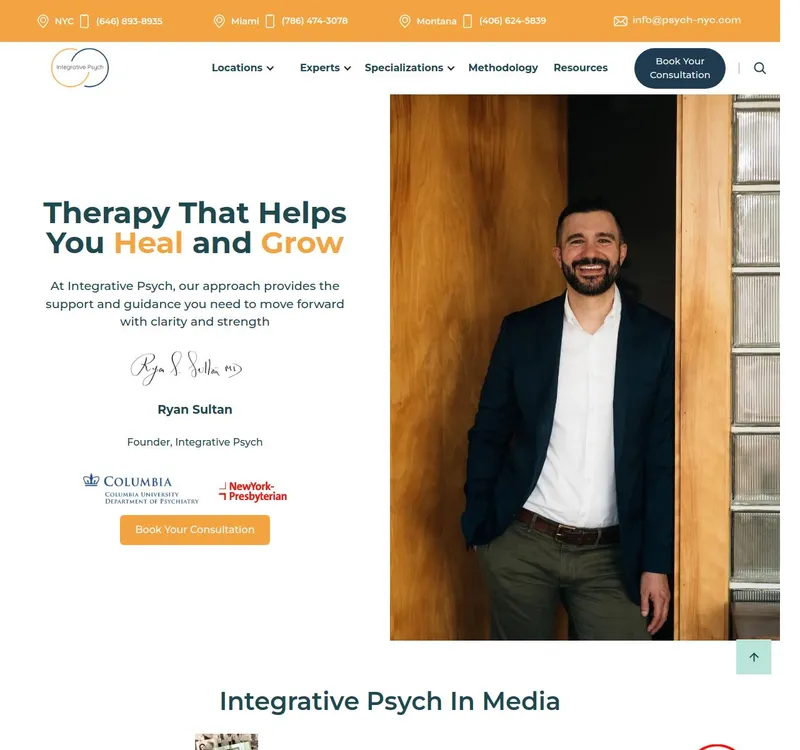 Integrative Psych website screenshot