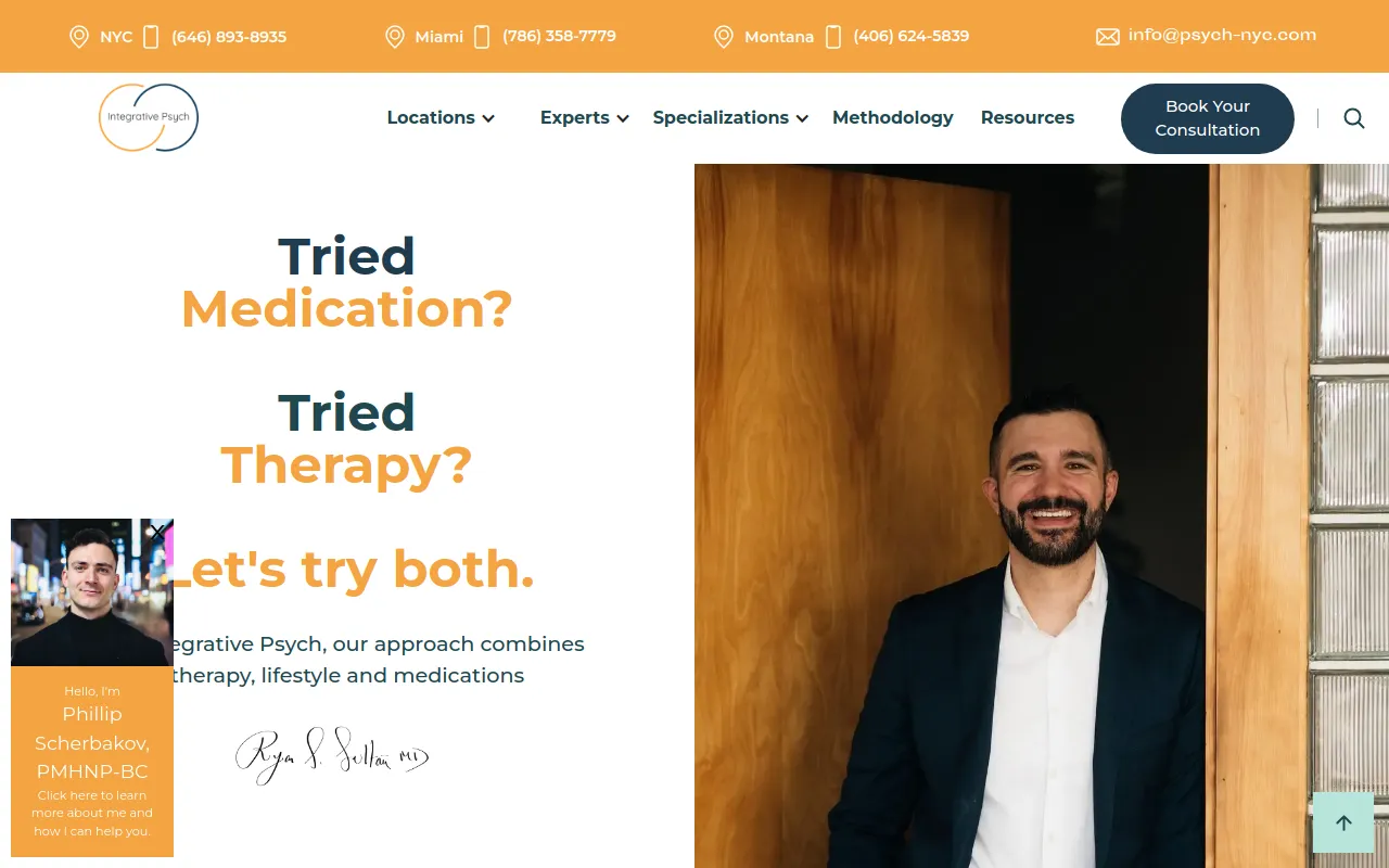 Integrative Psych website screenshot