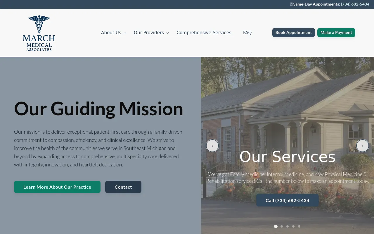 March Medical Associates website screenshot